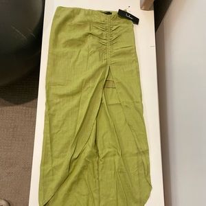 Bora Bora Beauty Green Ruched Drawstring Midi Skirt